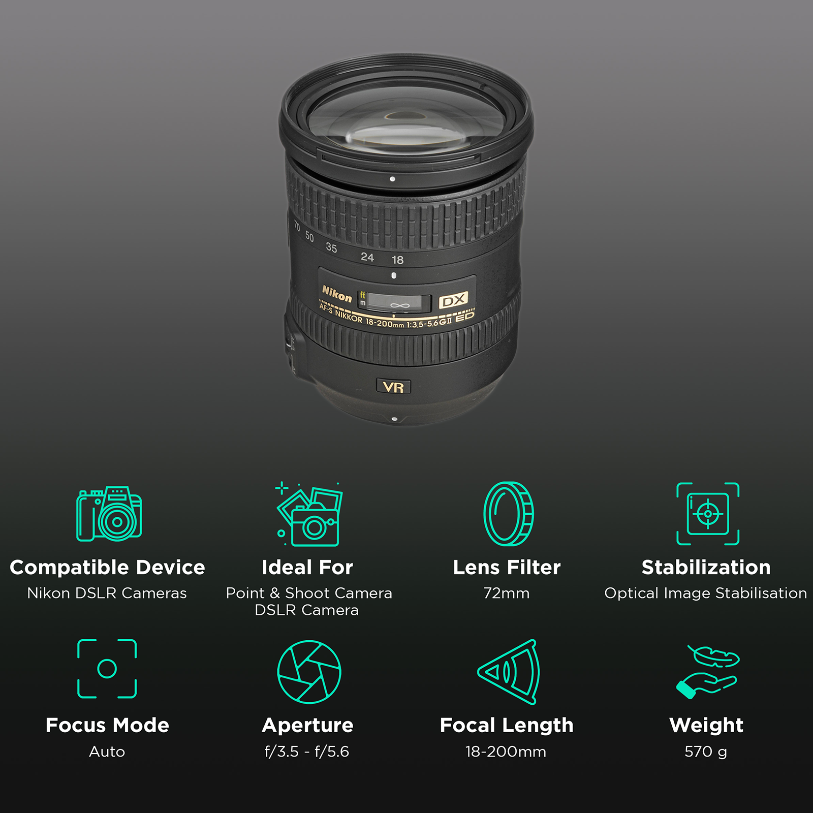 Buy Nikon AF-S DX NIKKOR 18-200mm f/3.5 - f/5.6 Telephoto Zoom